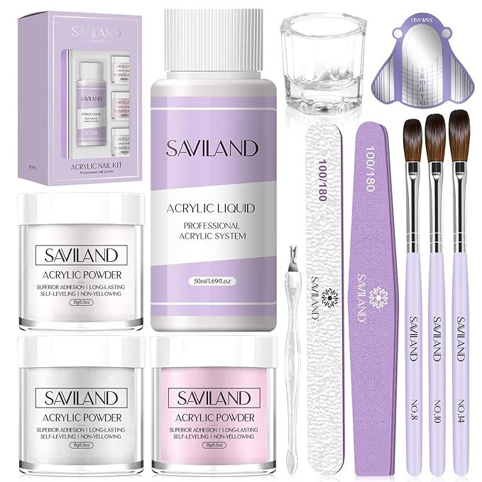 Saviland Acrylic Nail Kit: All-in-One Beginner Nail Kit