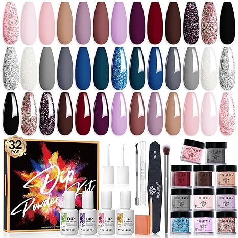 Modelones 32 Pcs Dip Powder Nail Kit Starter