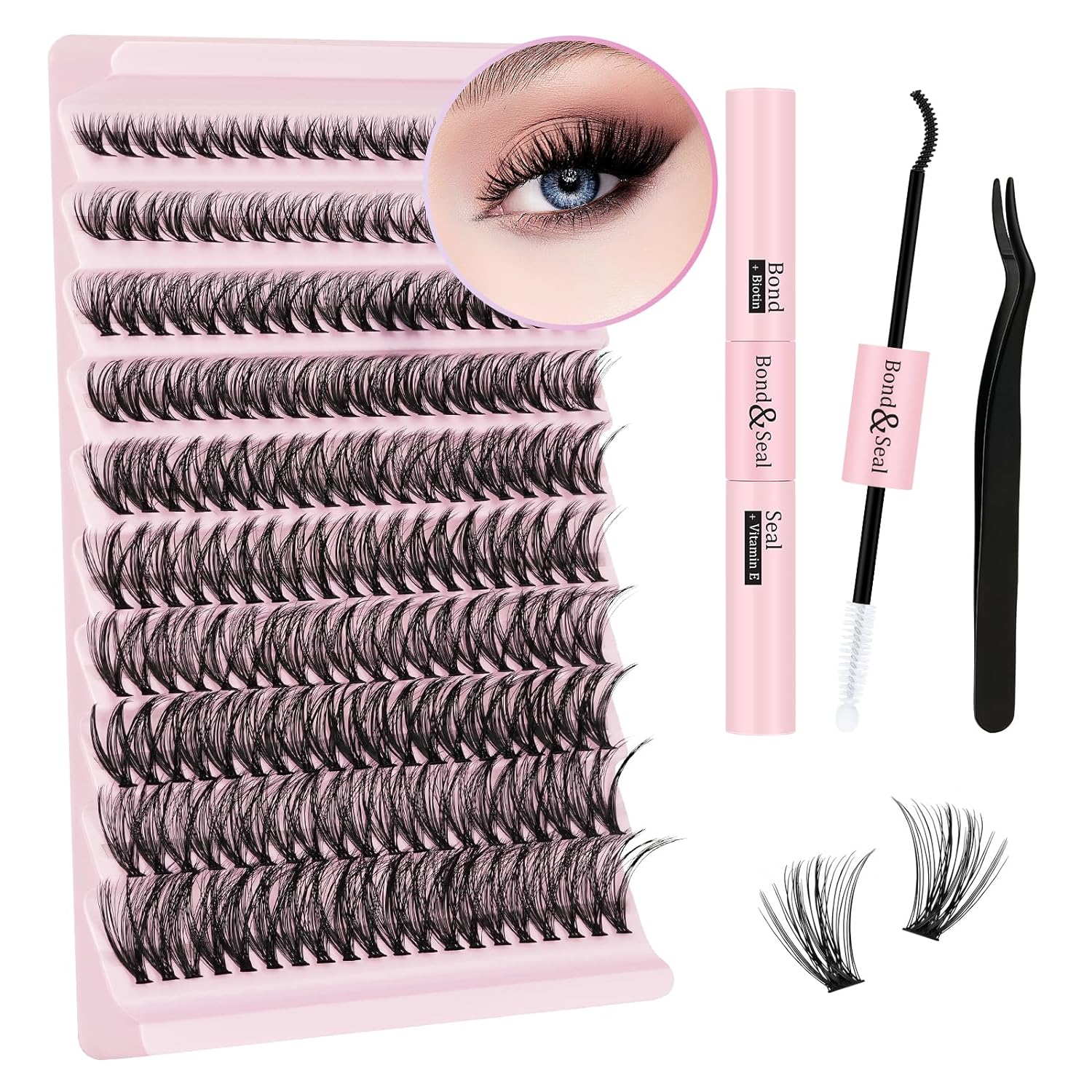 DIY Lash Extension Kit Individual Eyelash Extension Kit B&Q D Curl Cluster Lashes Individual Eyelashes with Lash Bond and Seal