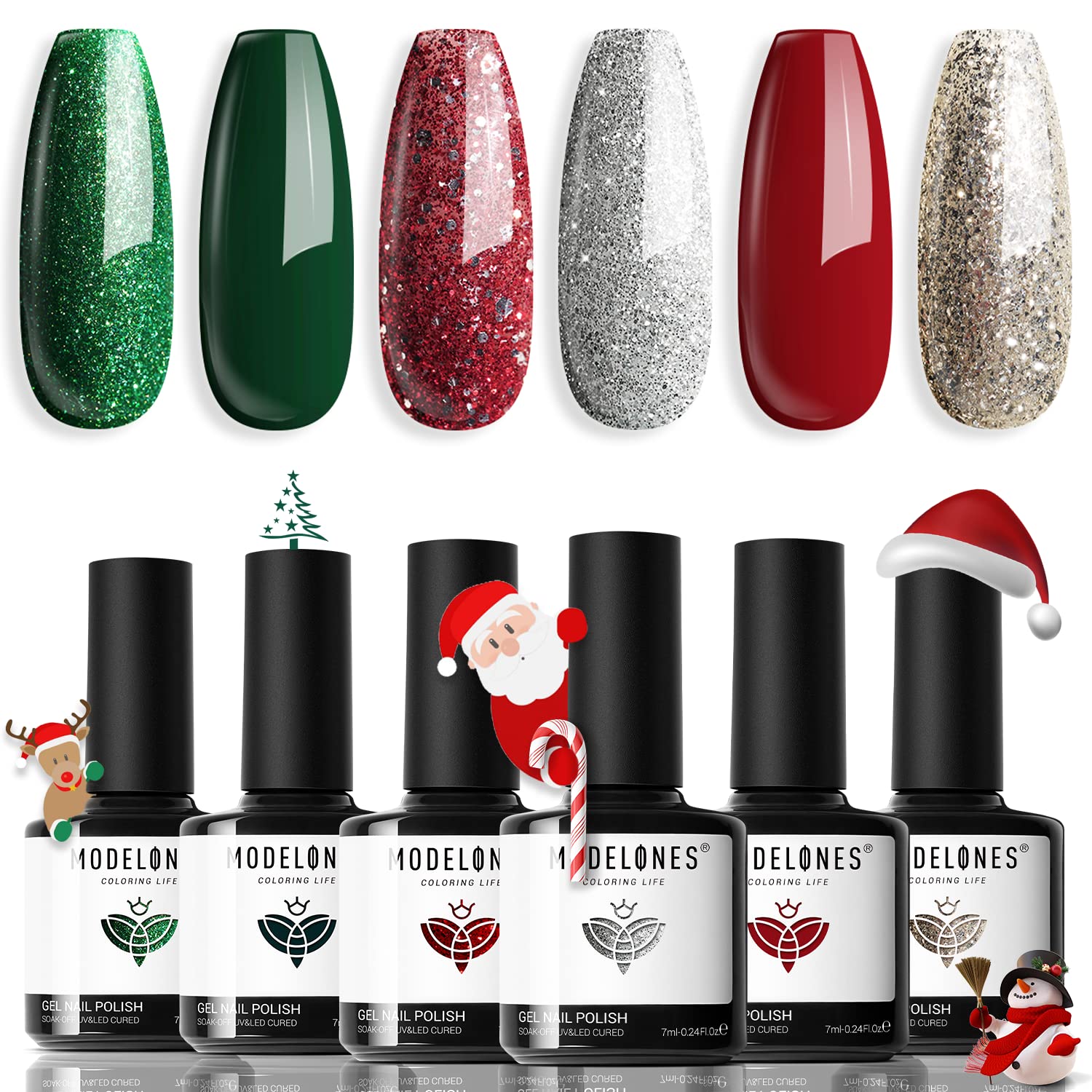 modelones Christmas Gel Nail Polish Set 6 Colors